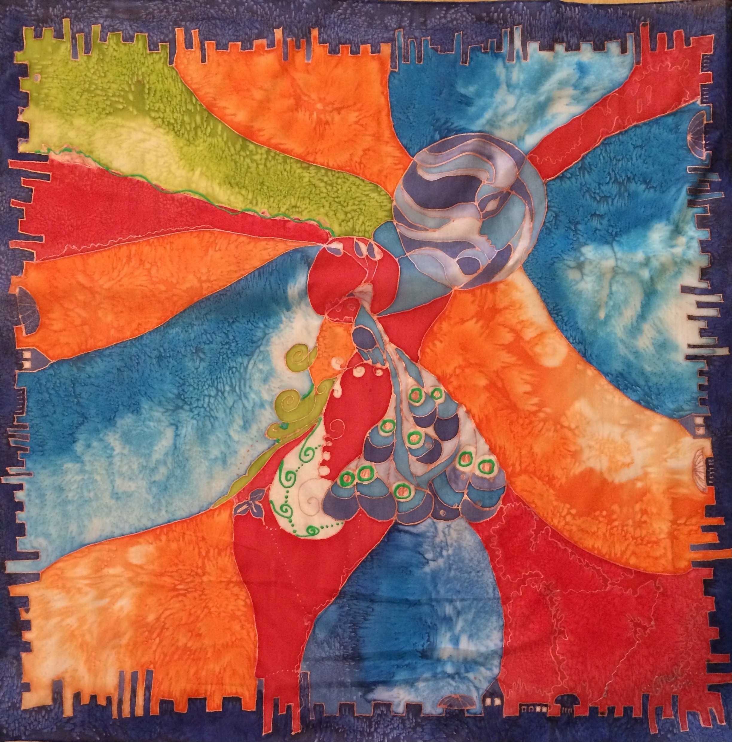 Modrý páv  50x50cm